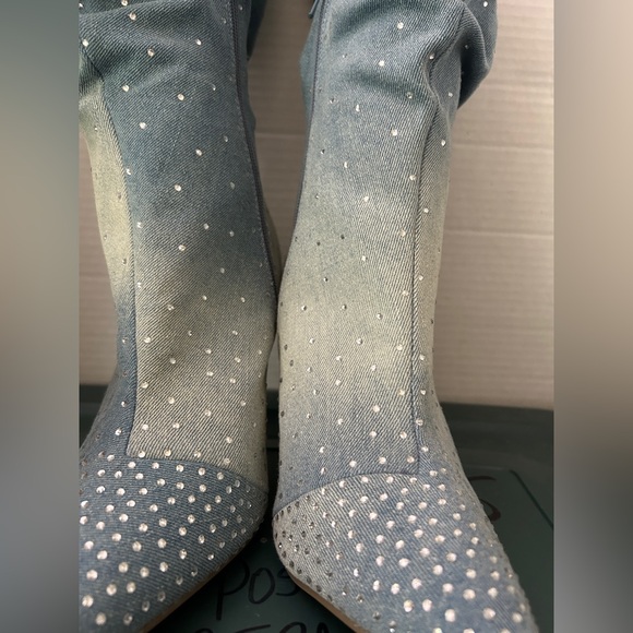 Thalia Sodi Elegant Gradient Denim Rhinestone Women's Boots Size 9 NWOT - Picture 5 of 16